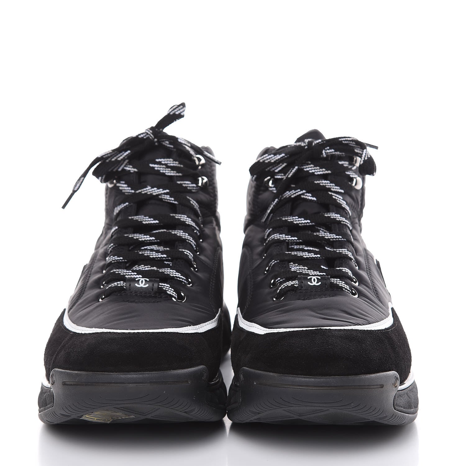 Chanel Fabric Suede Mens CC Sneakers 46 Black 2 of 9