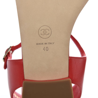 Chanel Lambskin Chain CC Logo Thong Sandals 40 Dark Red 6 of 10