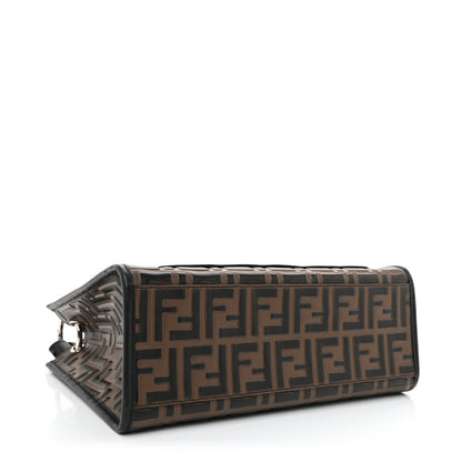 Fendi Vitello Century Wicker Bi-Color FF 1974 Embossed Small Runaway Shopper Tote Maya Black 5 of 9