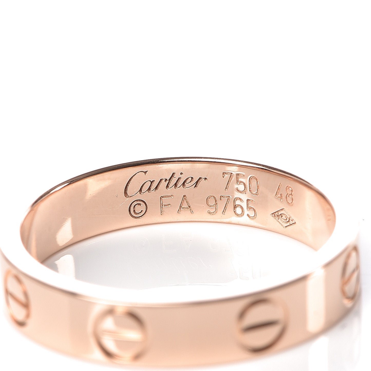 18K Pink Gold 3.5mm LOVE Wedding Band Ring 48 4.5