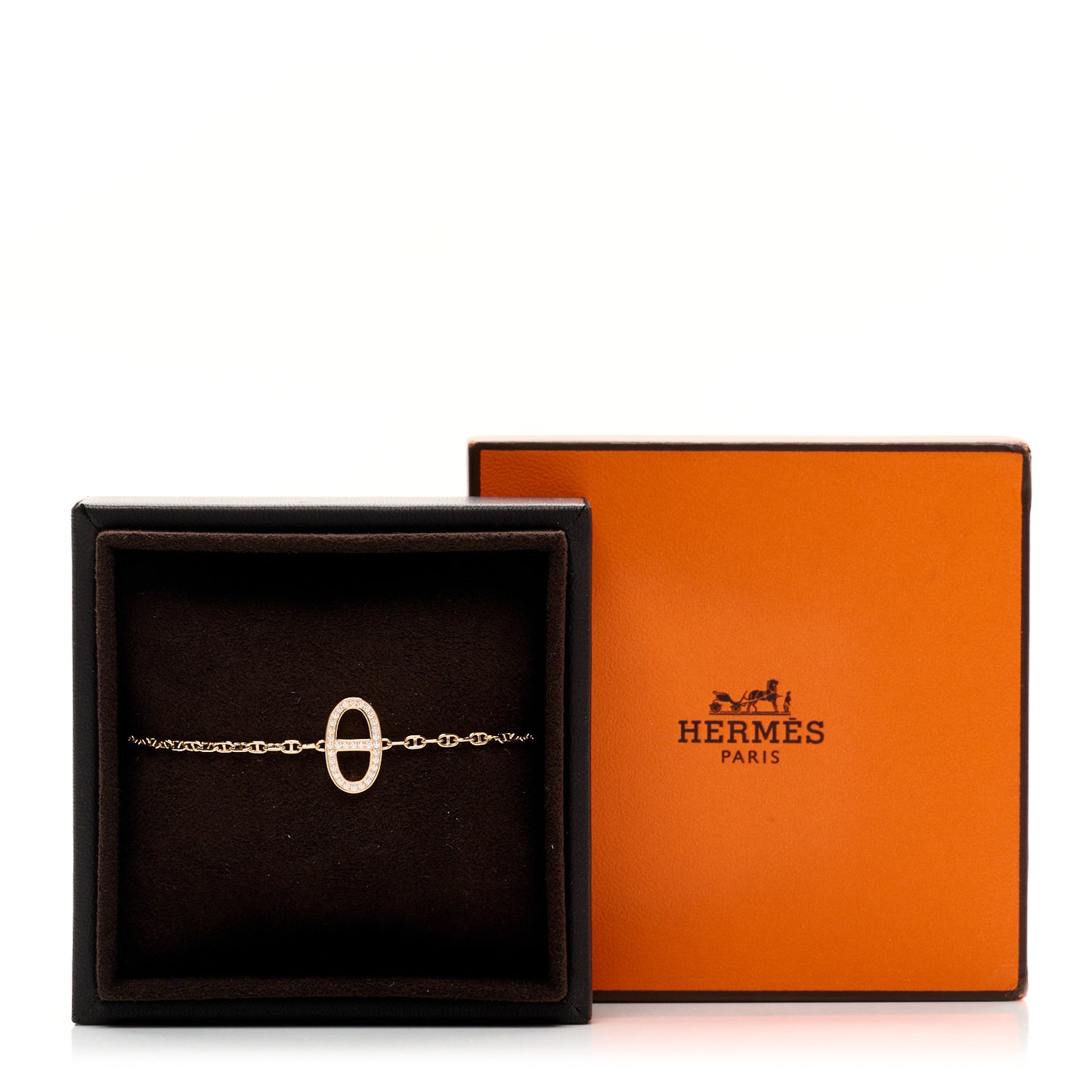18K Rose Gold Diamond Chaine d'Ancre Contour Bracelet ST