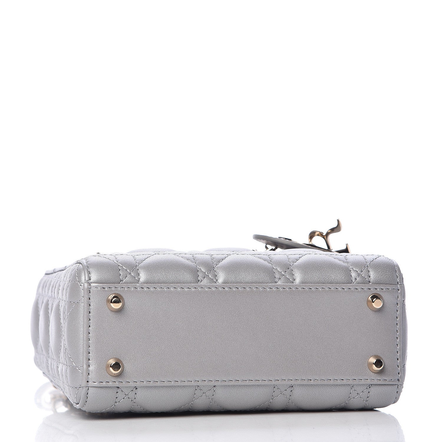 Christian Dior Metallic Lambskin Cannage Mini Lady Dior Grey 4 of 11