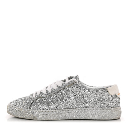 Saint Laurent Calfskin Crystal Glitter Andy Sneakers 36 Silver 1 of 12