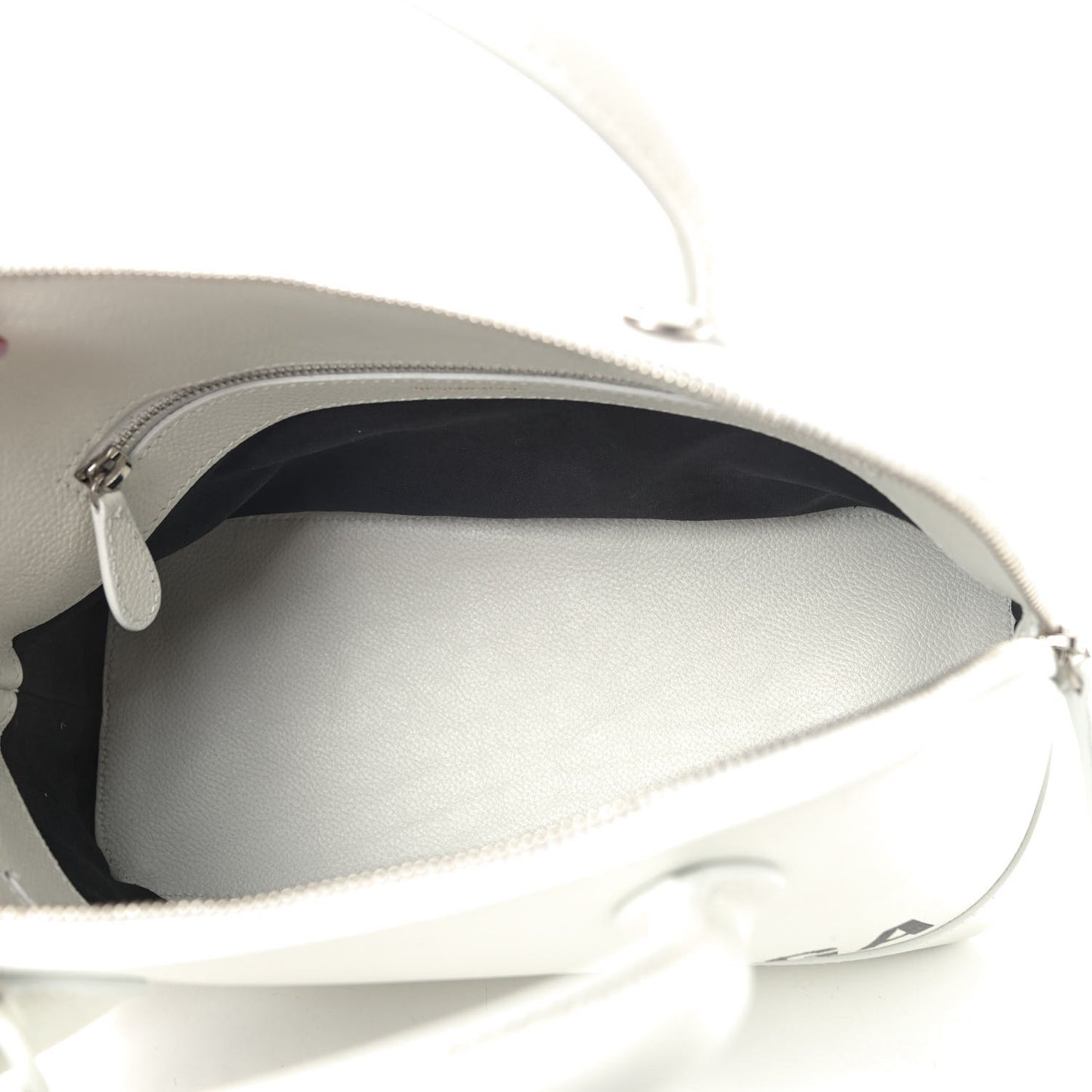 Grained Calfskin Logo S Ville Top Handle Bag White Black
