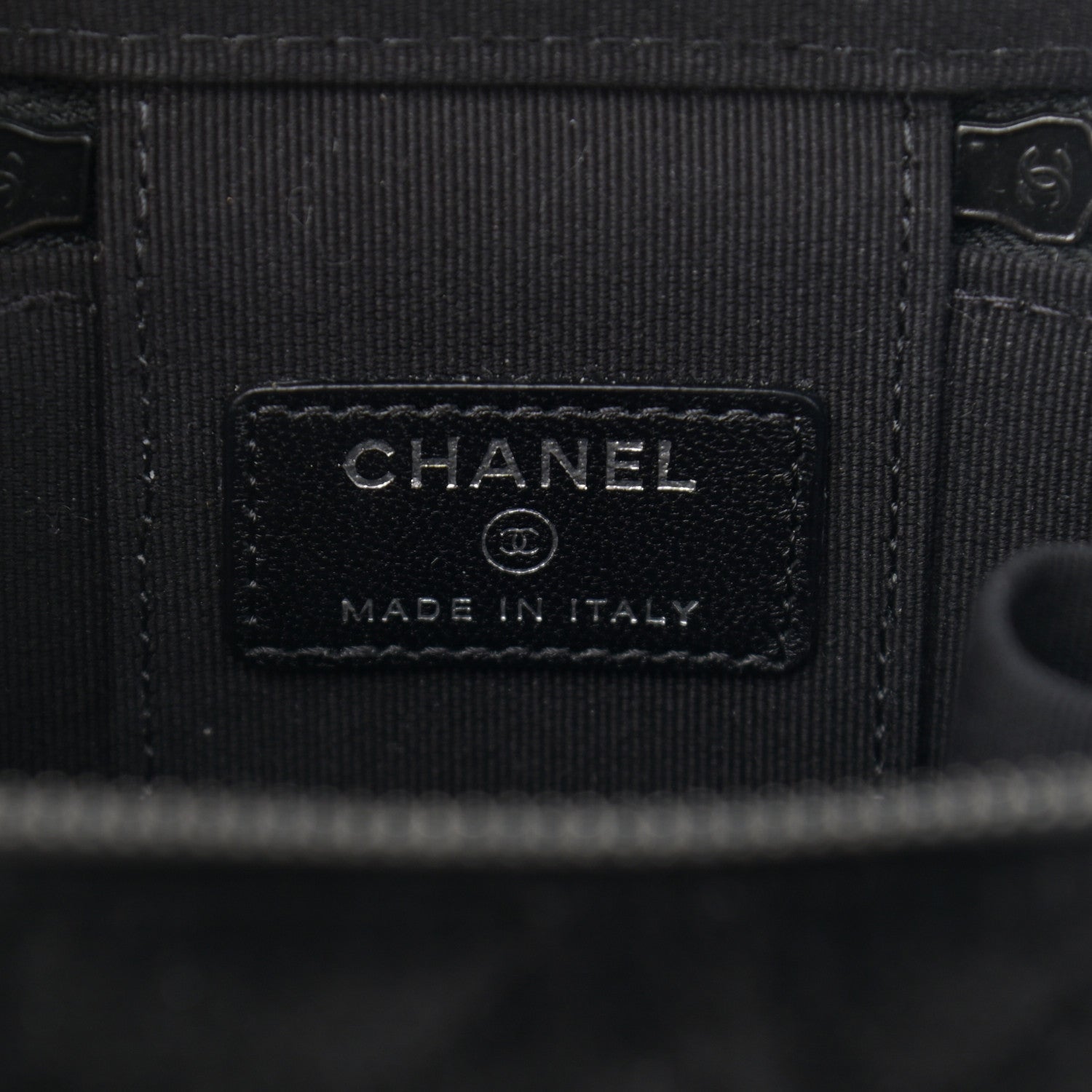 Chanel Velvet Quilted Mini Vanity Case With Chain So Black 5 of 10