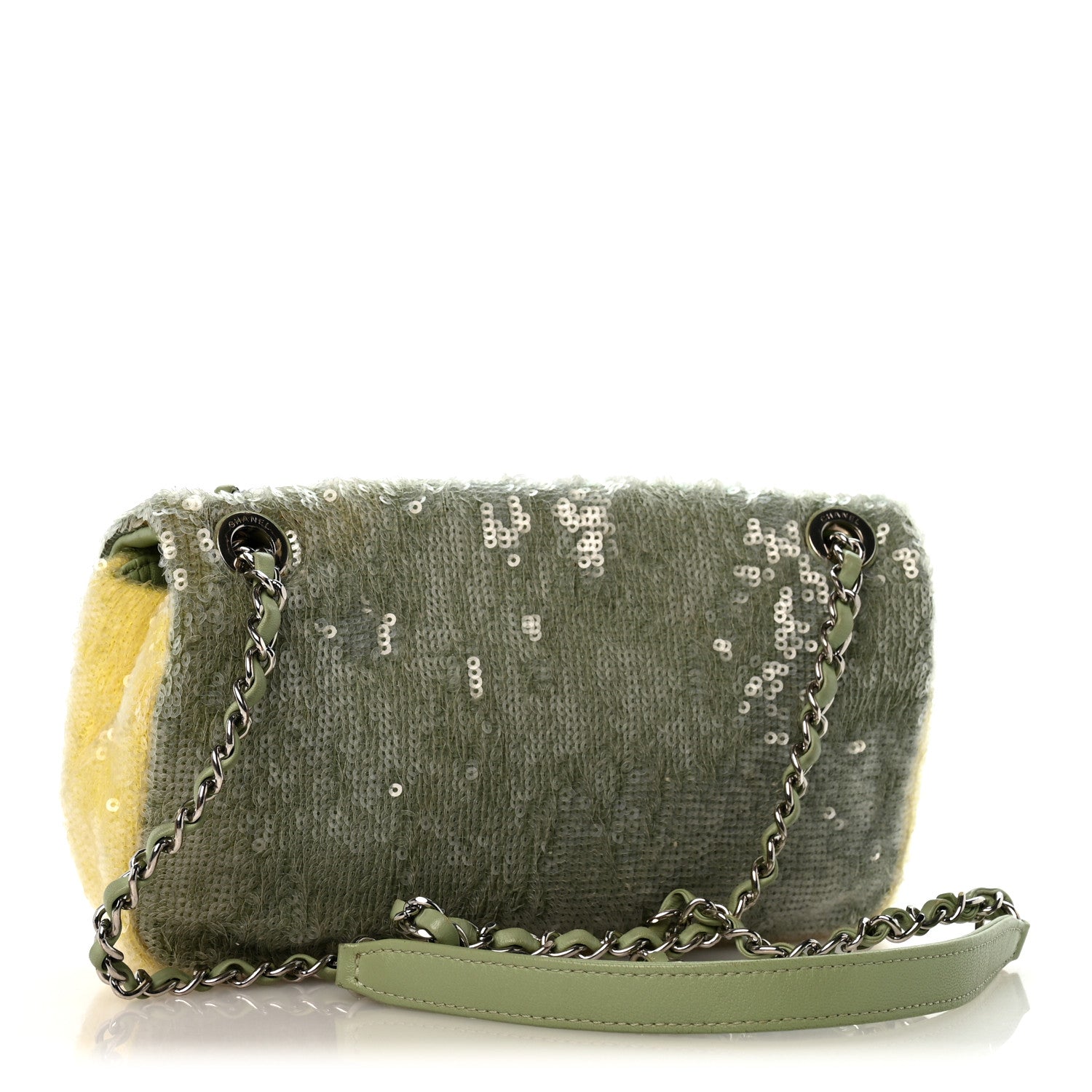 Chanel Sequin Waterfall Flap  Green Light Green Yellow 3 of 11