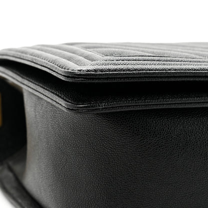 Chanel Caviar Chevron Quilted New Medium Boy Flap Black 10 of 11