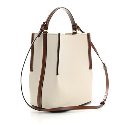 Burberry Canvas Cotton Small Peggy Bucket Bag Natural Gold 3 of 10