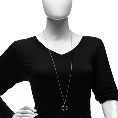 Van Cleef & Arpels 18K Yellow Gold Malachite Magic Alhambra Pendant Necklace 2 of 5