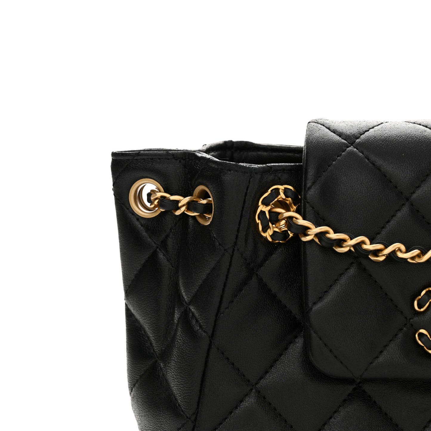 Lambskin Quilted Braided CC Accordion Flap Bag Black