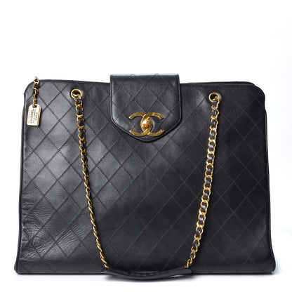 Chanel Calfskin Stitched XL Weekender Black 1 of 9