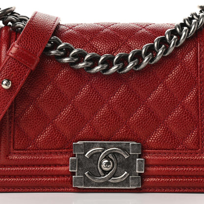 Chanel Caviar Quilted Small Boy Flap Dark Red 8 of 11