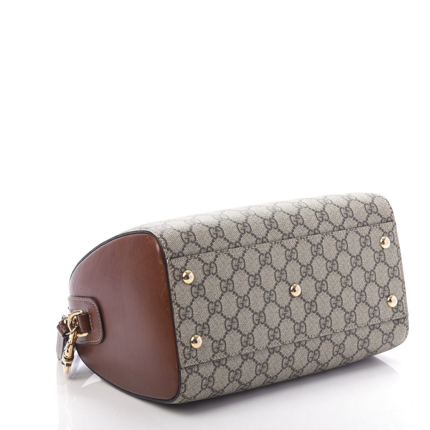 GG Supreme Monogram Cuoio Toscano Small Boston Beige Ebony Cuir