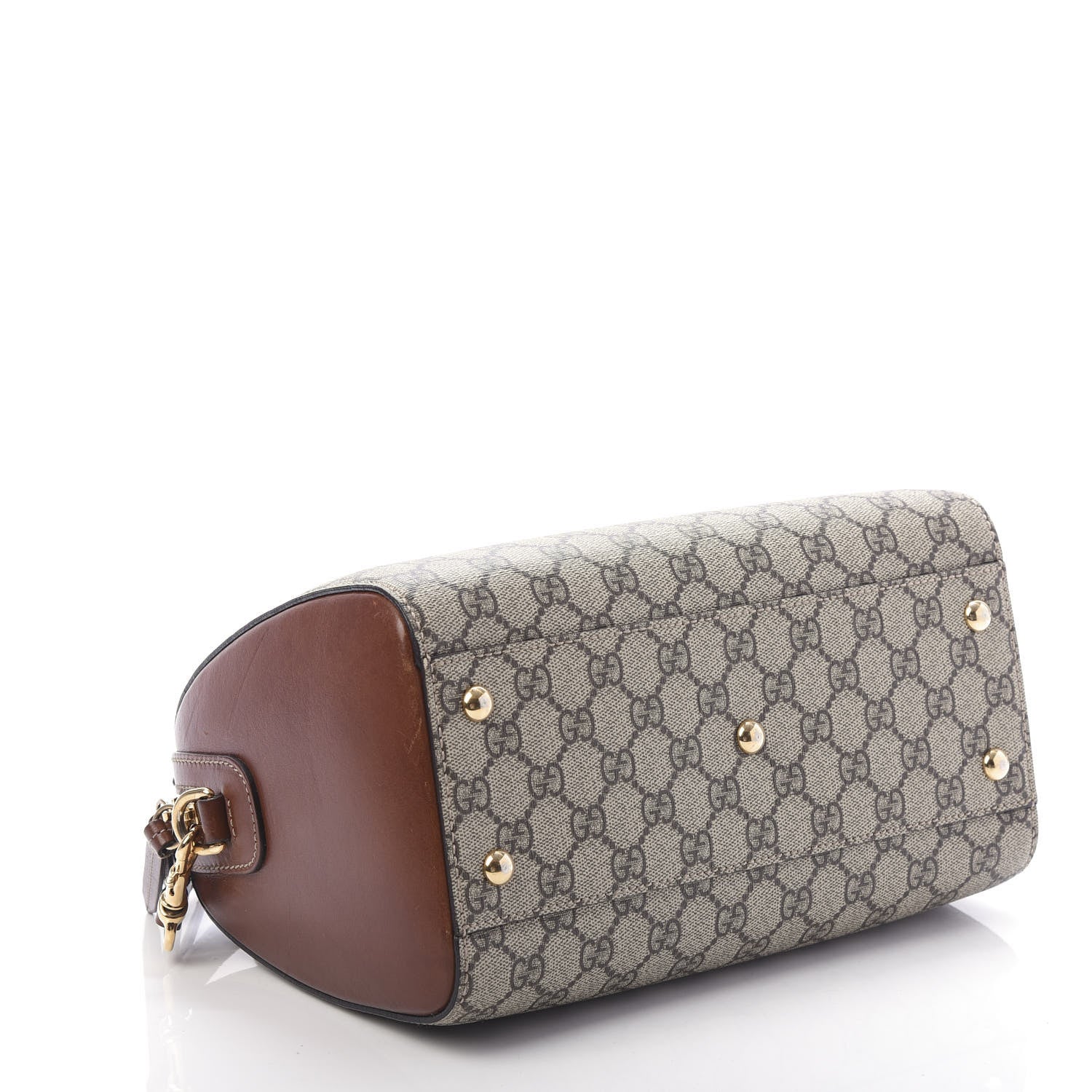 Gucci GG Supreme Monogram Cuoio Toscano Small Boston Beige Ebony Cuir 5 of 12