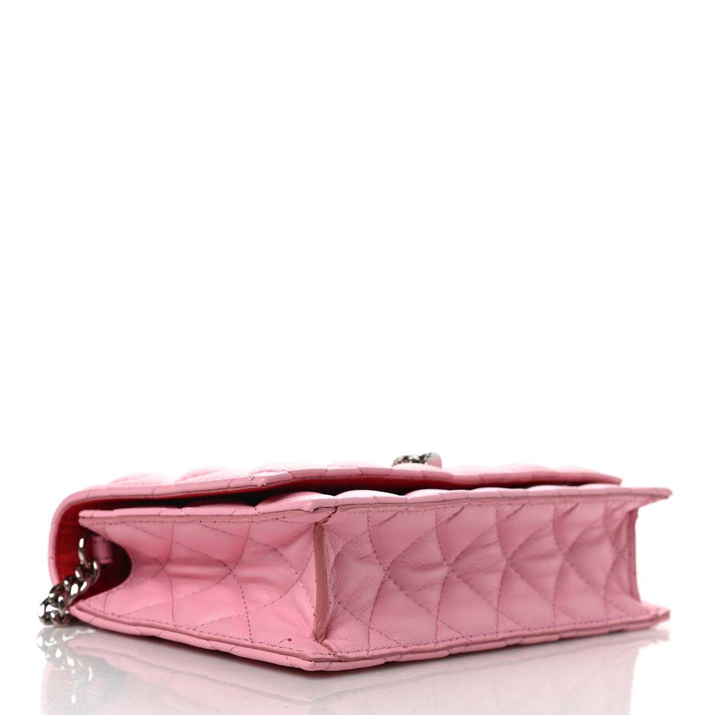 Calfskin Quilted Skull Small Chain Crossbody Bag Pink