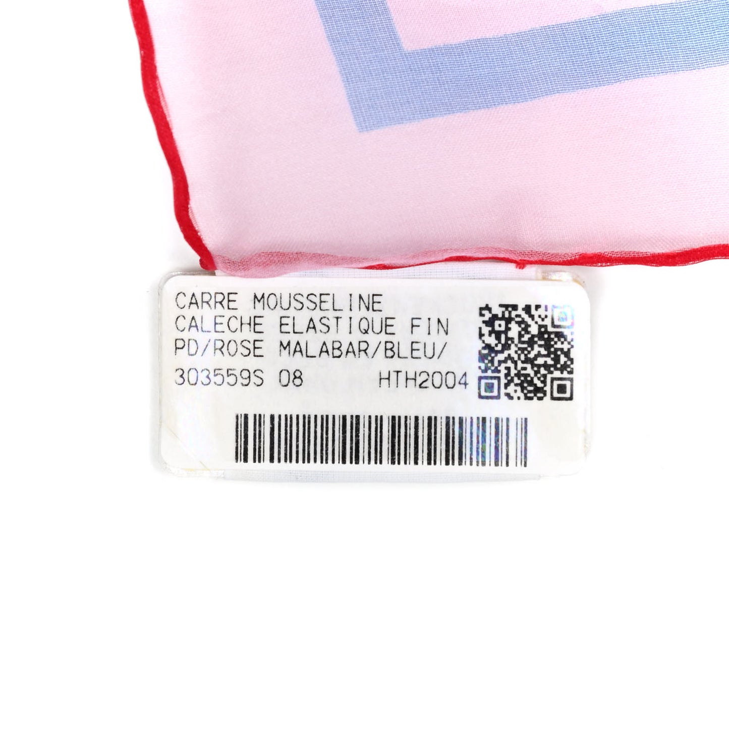 Silk Mousseline Caleche Elastique Scarf 90 Rose Malabar Bleu