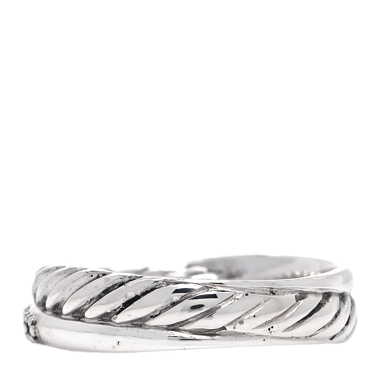 David Yurman Sterling Silver Diamond 5mm Crossover Ring 55 7.25 3 of 5