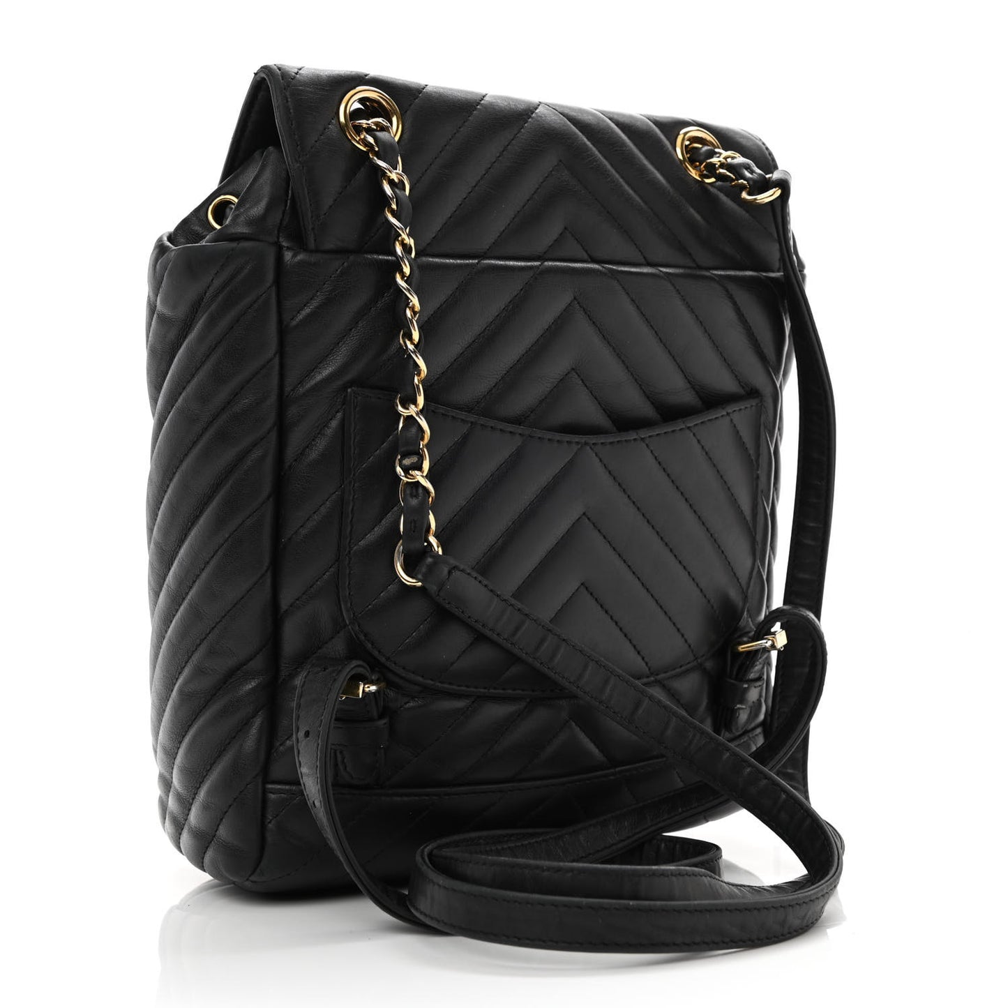 Calfskin Chevron Quilted Small Urban Spirit Backpack Black