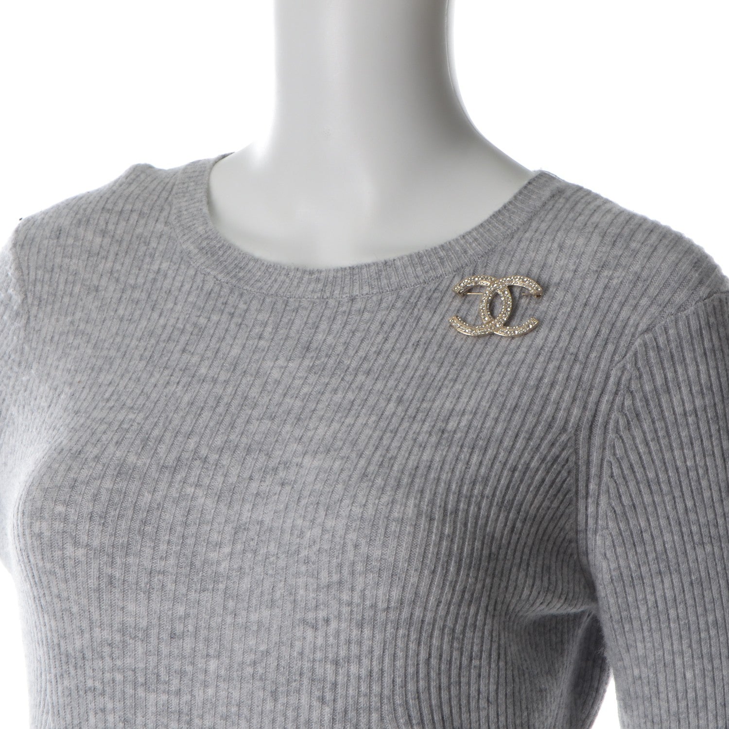 Chanel Crystal CC Brooch Light Gold 2 of 4