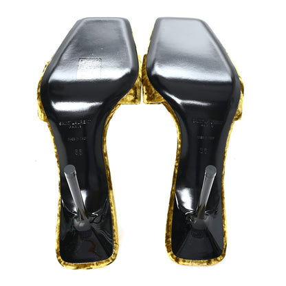 Saint Laurent Velvet Baliqua 105 Mule Sandals 38 Yellow 6 of 10