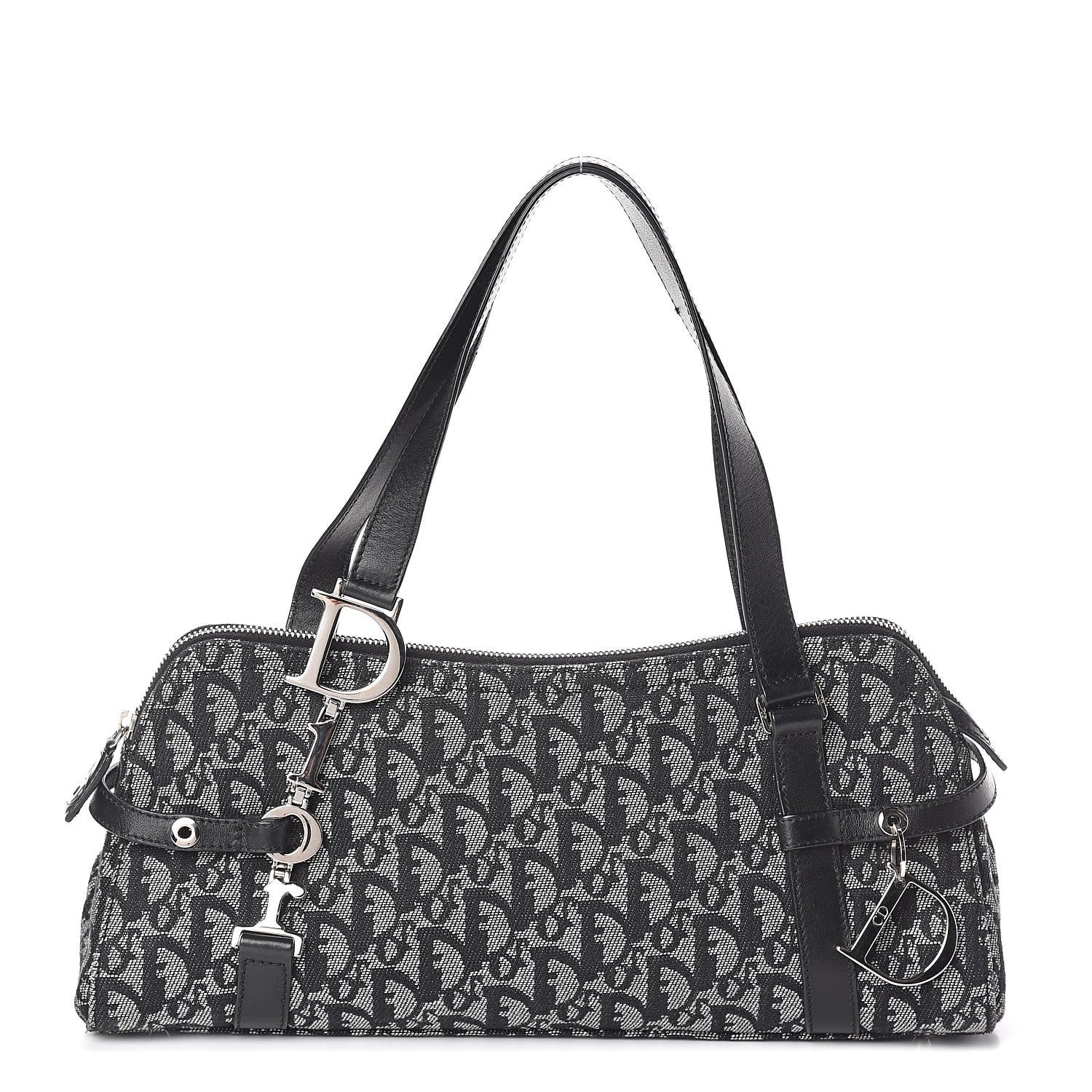 Christian Dior Denim Monogram Charms Shoulder Bag Black 1 of 9