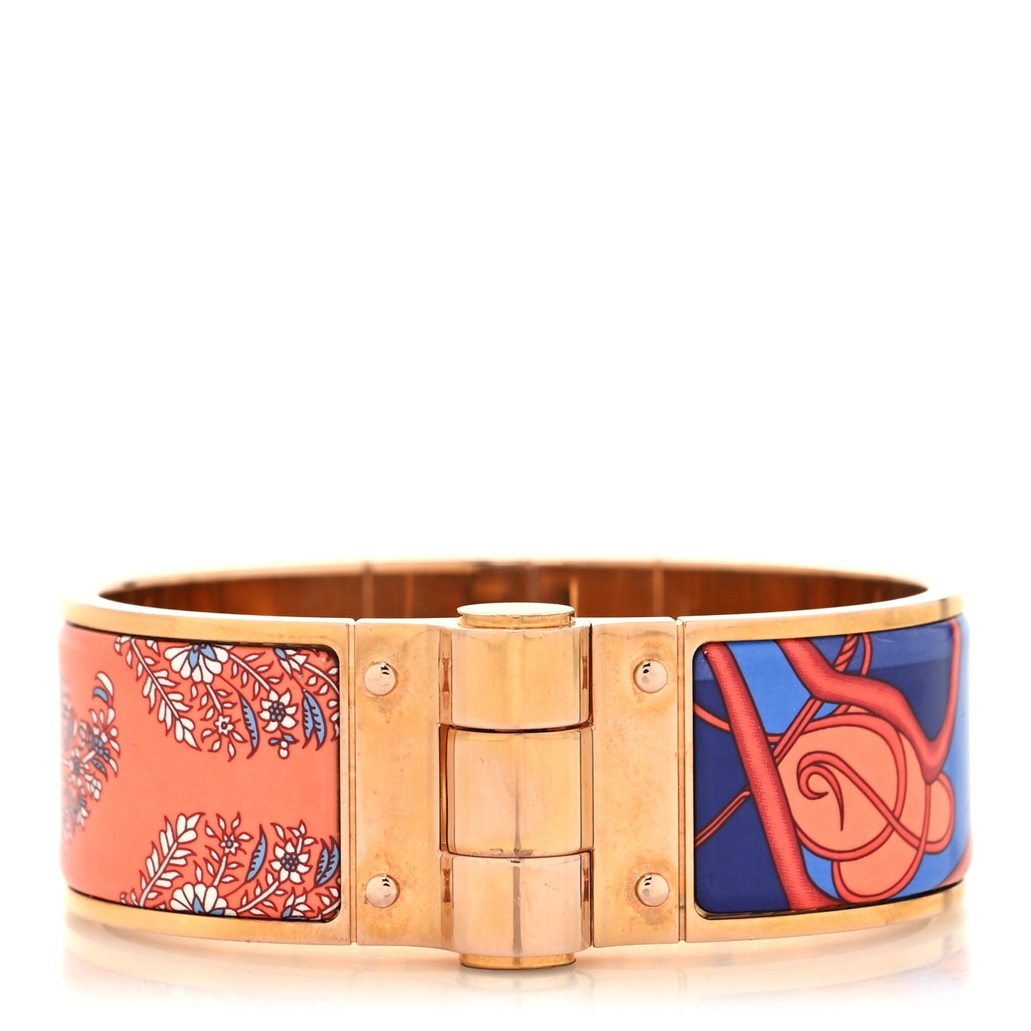 Enamel Printed Wide Coup De Fouet Au Bloc Hinged Bracelet M Rayon