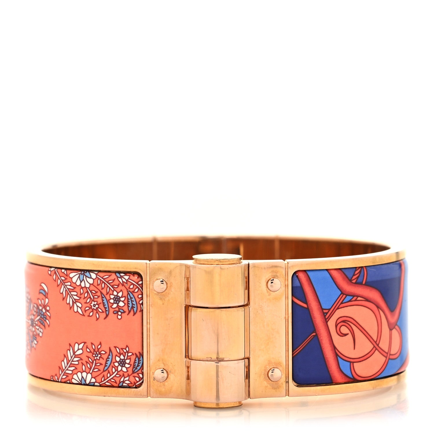 Hermes Enamel Printed Wide Coup De Fouet Au Bloc Hinged Bracelet M Rayon 1 of 5
