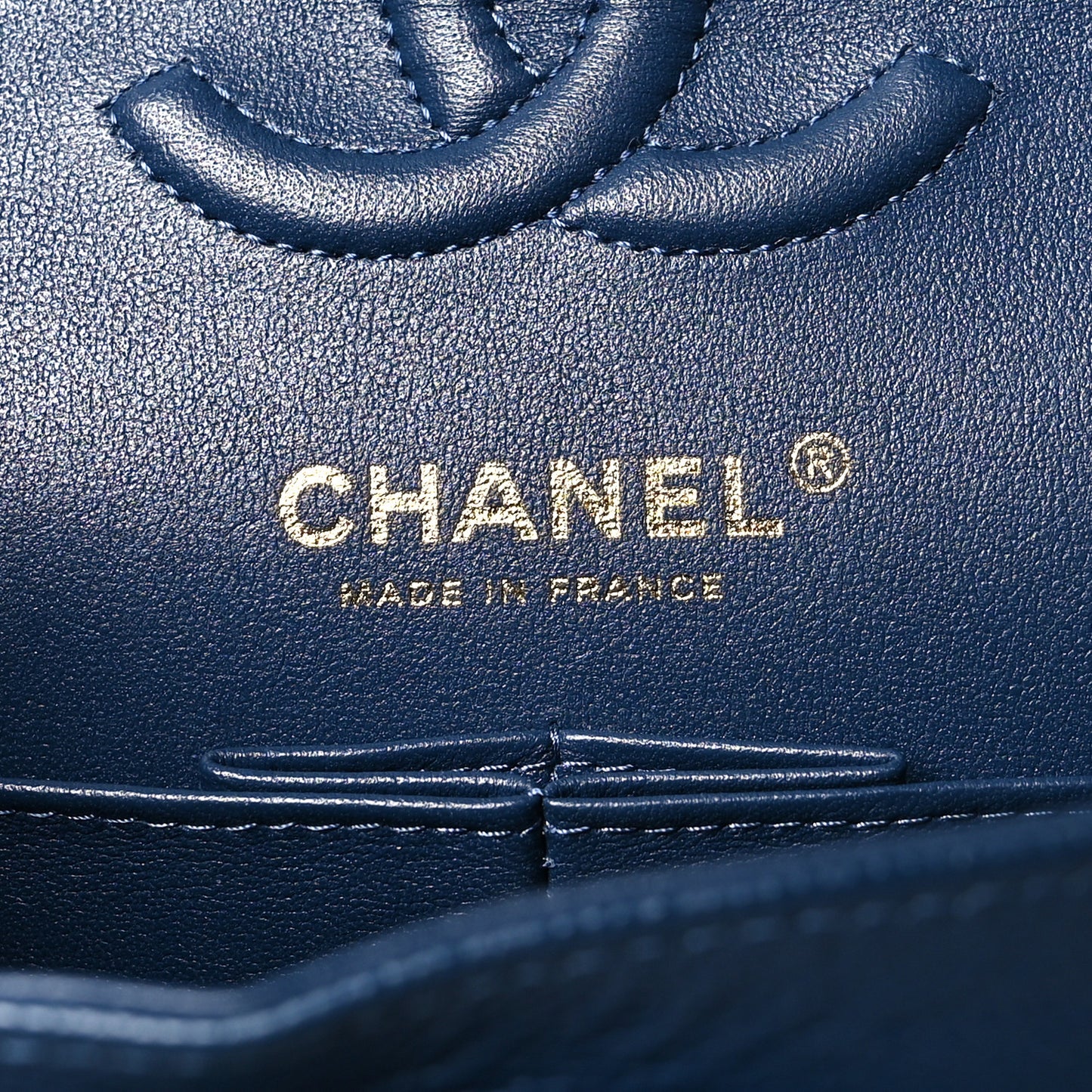 Caviar Quilted Small Double Flap Blue