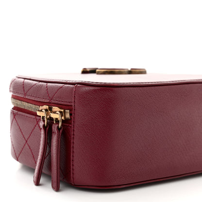 Chanel Shiny Calfskin Goatskin Quilted Small Coco Curve Vanity Burgundy 9 of 11