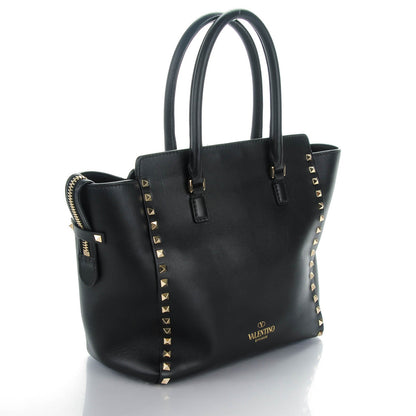 Valentino Garavani Vitello Rockstud Double Handle Tote Black 3 of 7