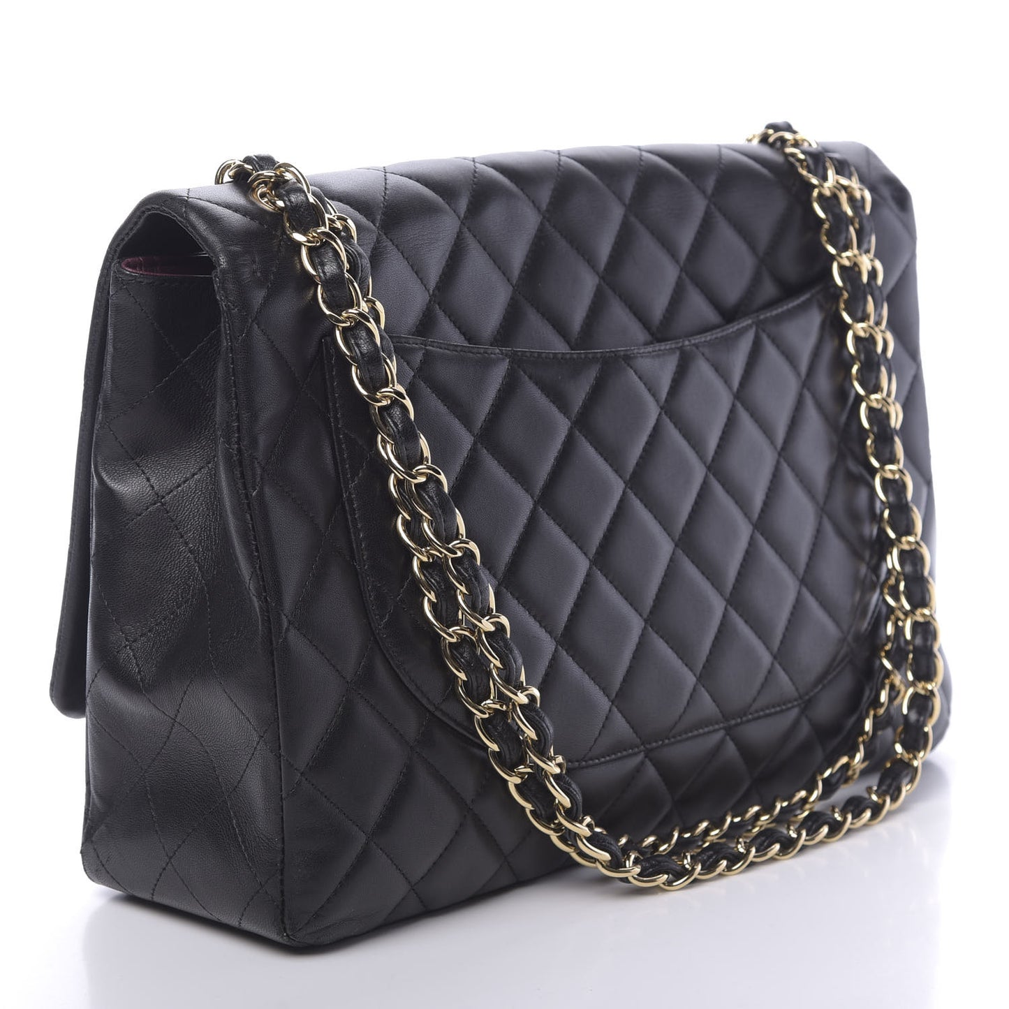 Lambskin Quilted Maxi Single Flap Black