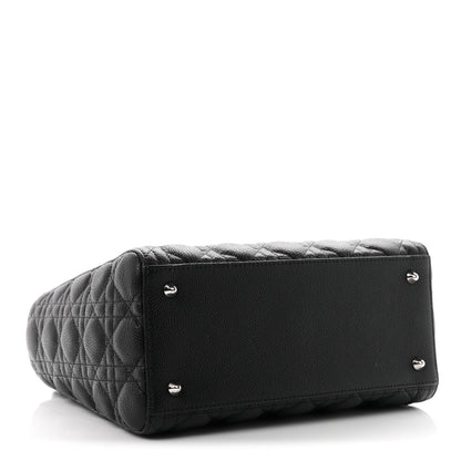 Christian Dior Grained Calfskin Cannage Medium Lady Dior Black 4 of 10