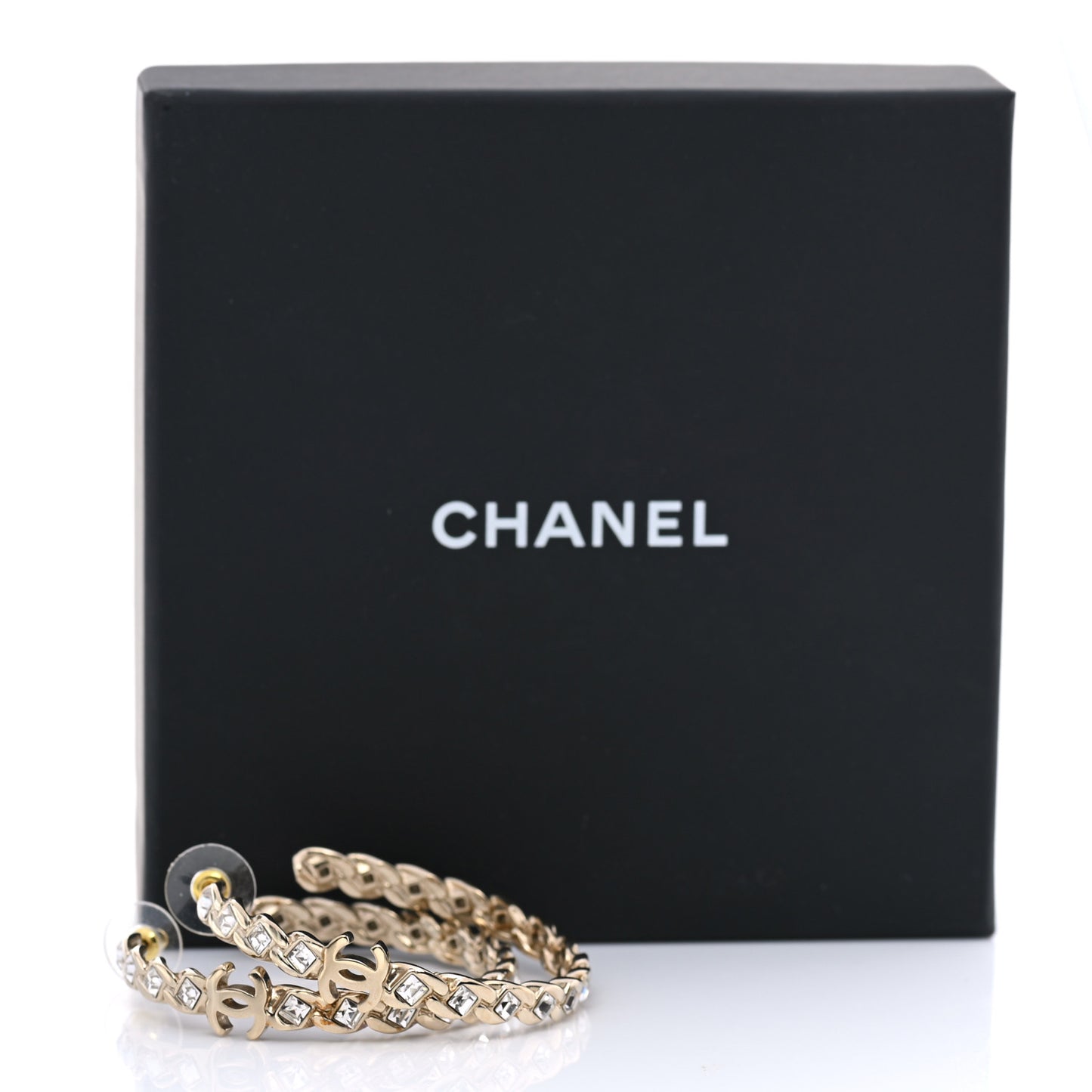 Crystal CC Hoop Earrings Gold