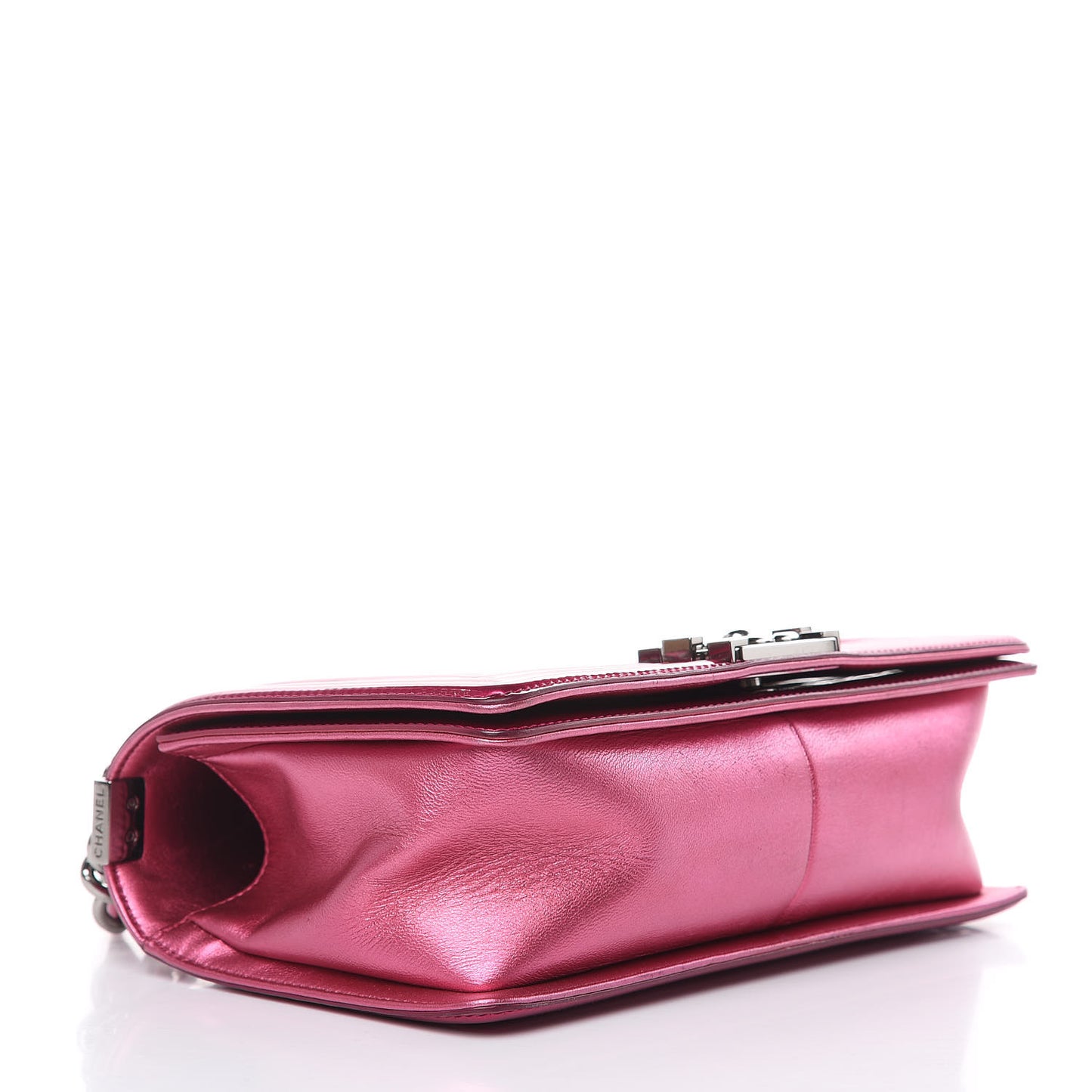 Metallic Patent Calfskin Quilted Medium Boy Flap Pink