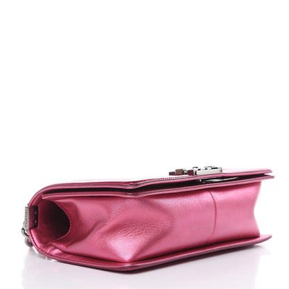 Chanel Metallic Patent Calfskin Quilted Medium Boy Flap Pink 4 of 14