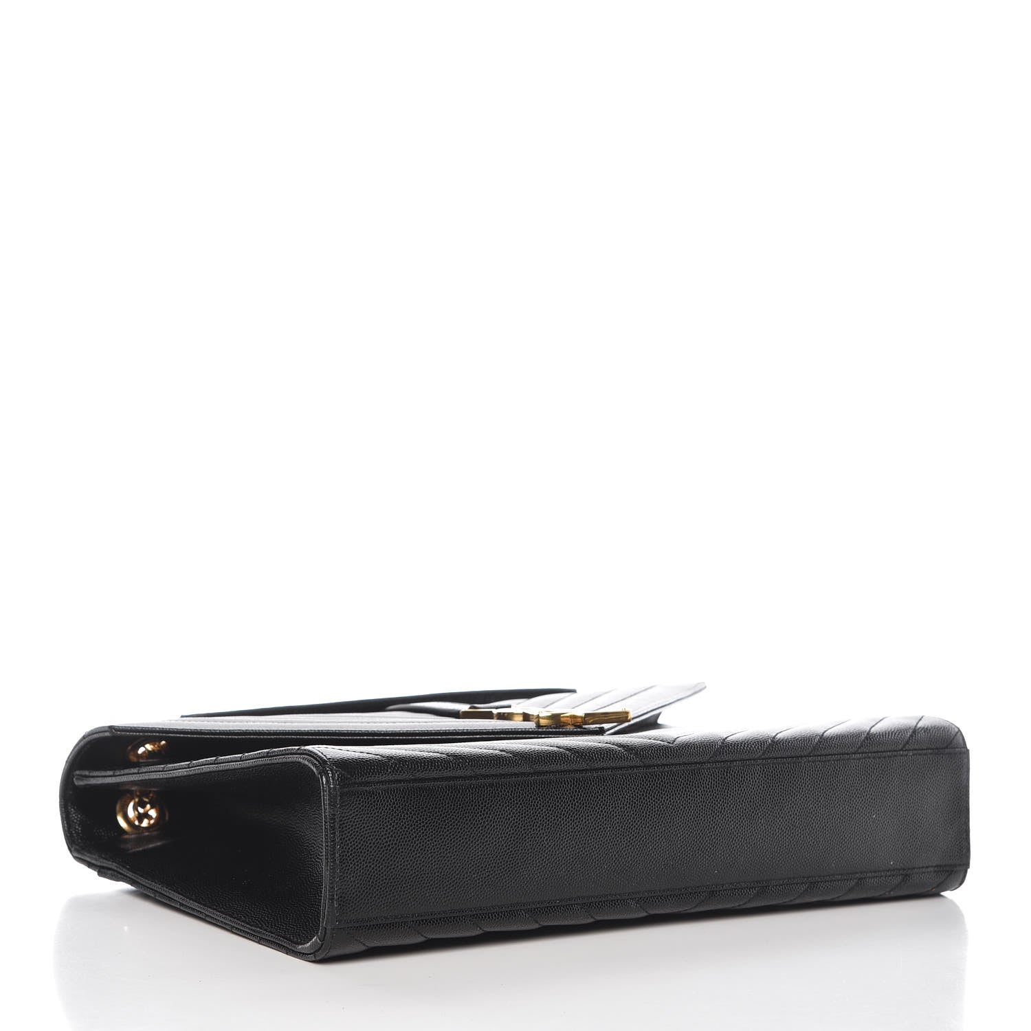 Saint Laurent Grain De Poudre Matelasse Chevron Large Monogram Satchel Black 4 of 10