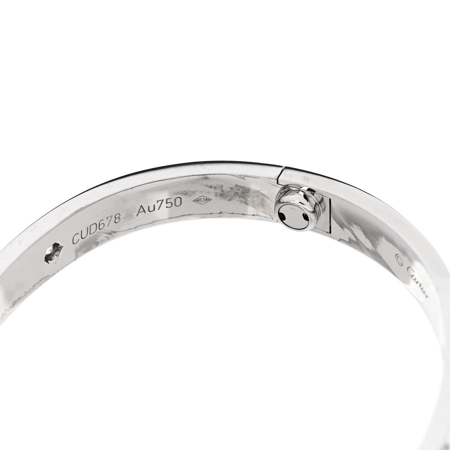 Cartier 18K White Gold 4 Diamond LOVE Bracelet 16 7 of 9