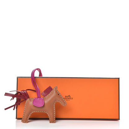 Hermes Milo Lambskin Grigri Rodeo Horse Bag Charm PM Gold Rubis Rose Poupre 4 of 4