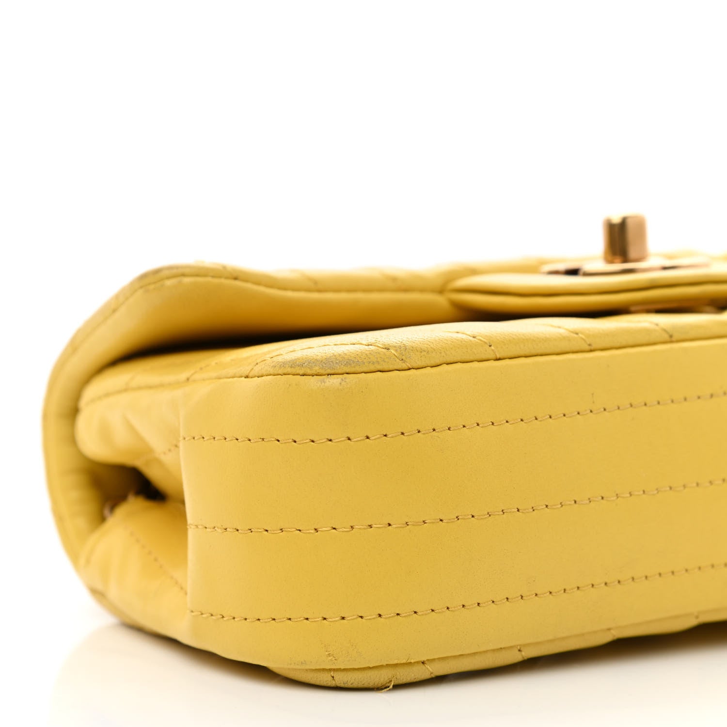 Chanel Lambskin Chevron Quilted Extra Mini Rectangular Flap Yellow 8 of 12