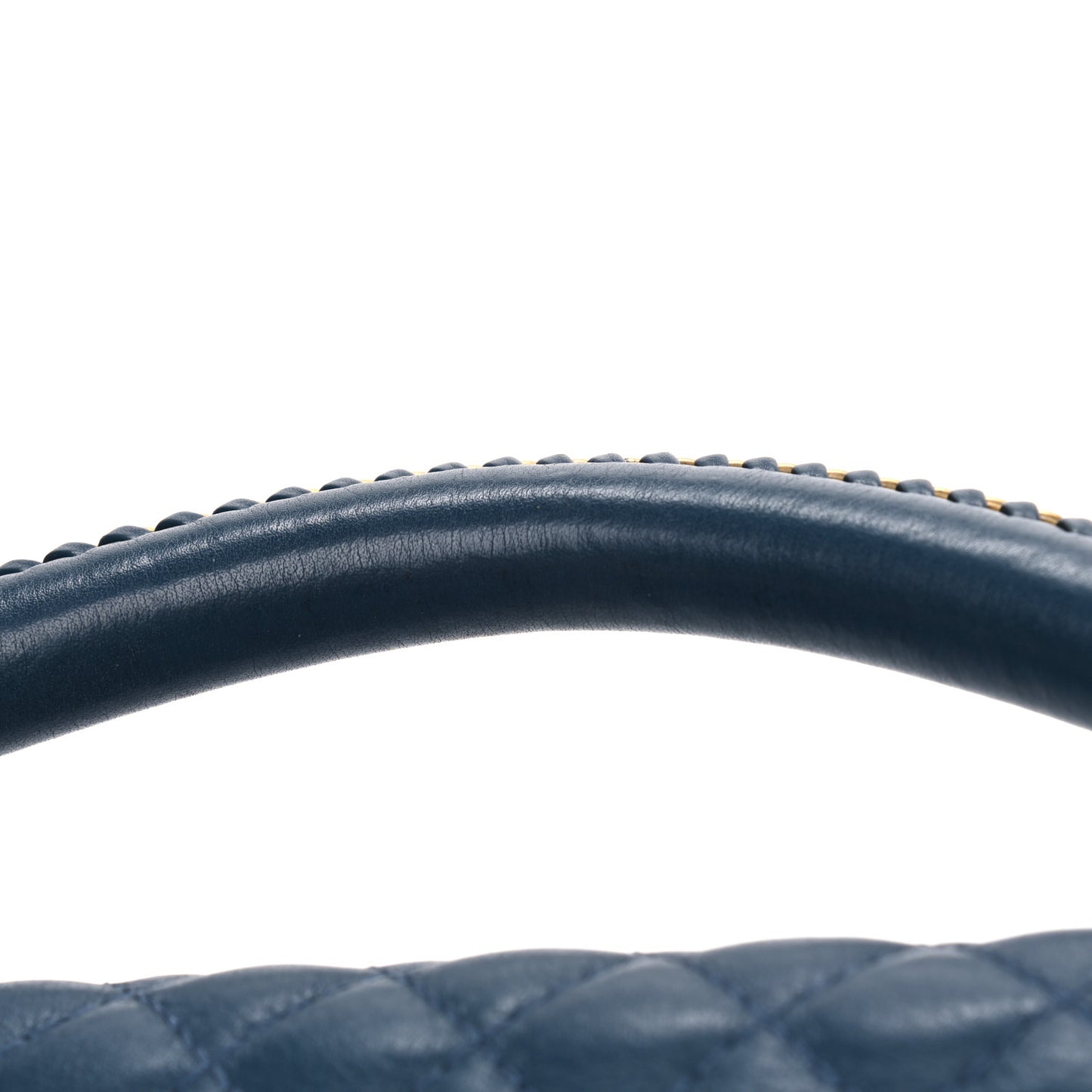 Calfskin Quilted Medium Top Handle Boy Flap Blue