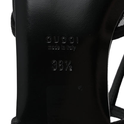 Gucci Tela Retino Kid Scamosciato Crystal GG Monogram Square Demi Ballet Flats 36.5 Black 7 of 9
