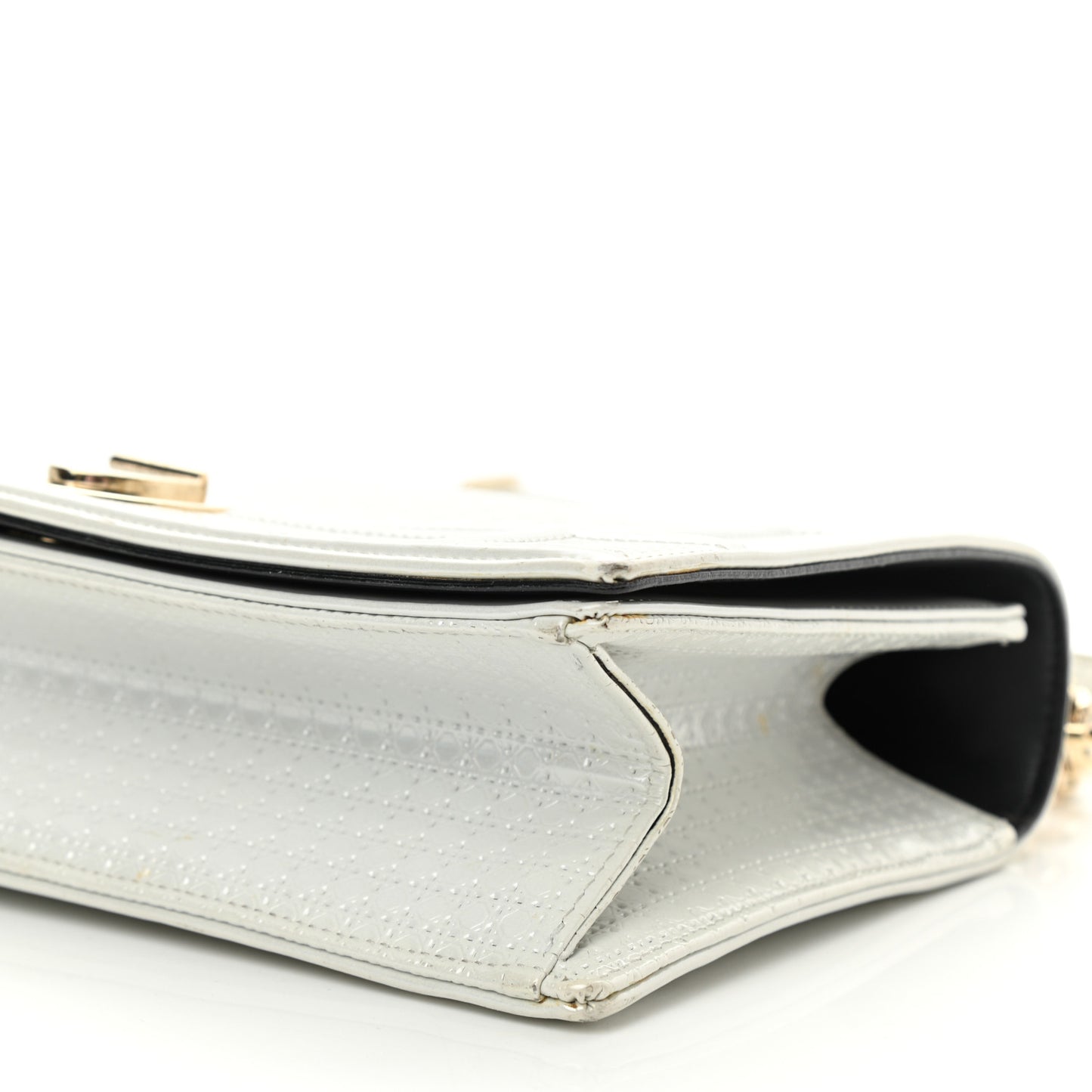 Patent Micro-Cannage Medium Diorama Flap Bag White