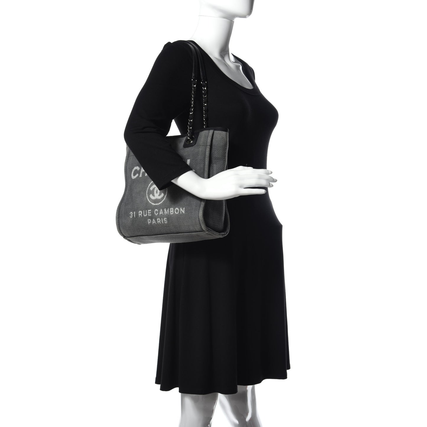 Canvas Mini Deauville Tote Dark Grey