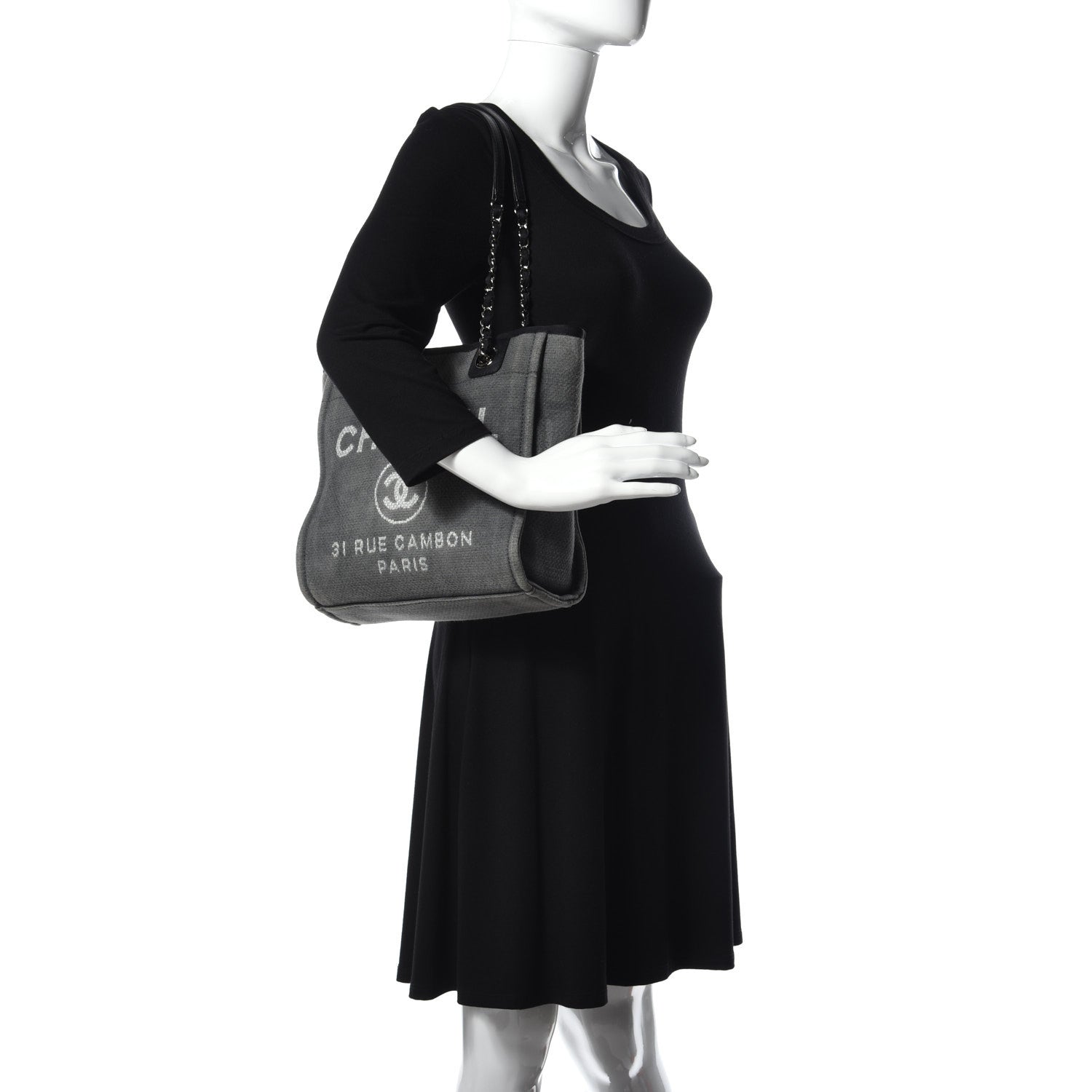 Chanel Canvas Mini Deauville Tote Dark Grey 2 of 9