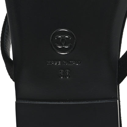 Chanel Velvet Crystal CC Thong Sandals 38 Black 7 of 9