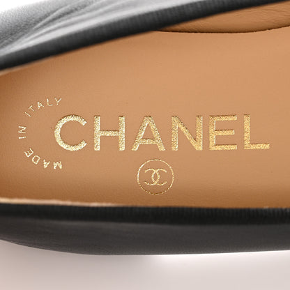 Chanel Lambskin Patent Cap Toe CC Ballerina Flats 37.5 Black 7 of 11
