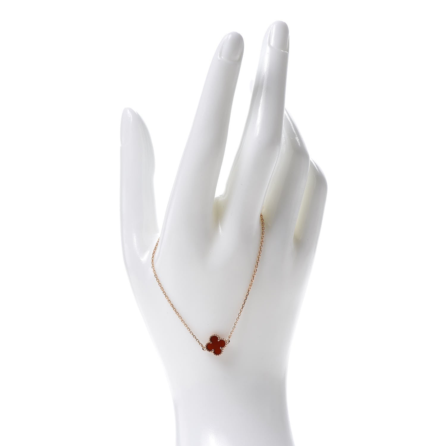Van Cleef & Arpels 18K Rose Gold Carnelian Sweet Alhambra Bracelet 2 of 7