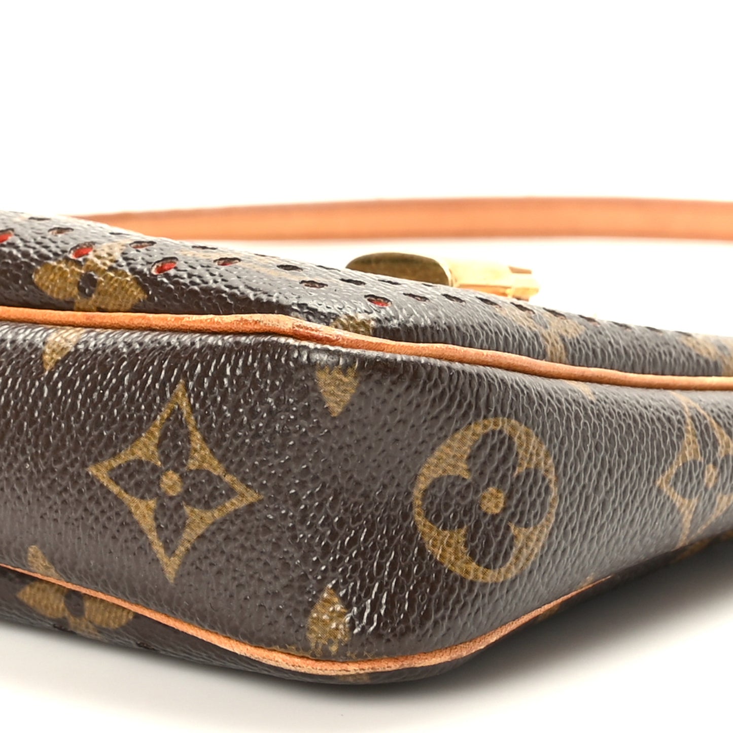 Monogram Perforated Pochette Accessories Bag Orange