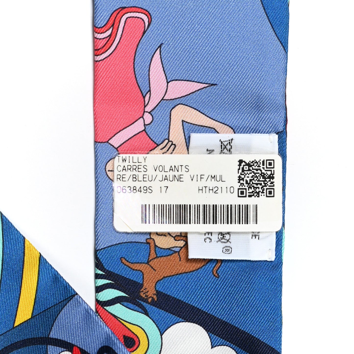 Silk Carres Volants Twilly Bleu Jaune Vif Multicolor