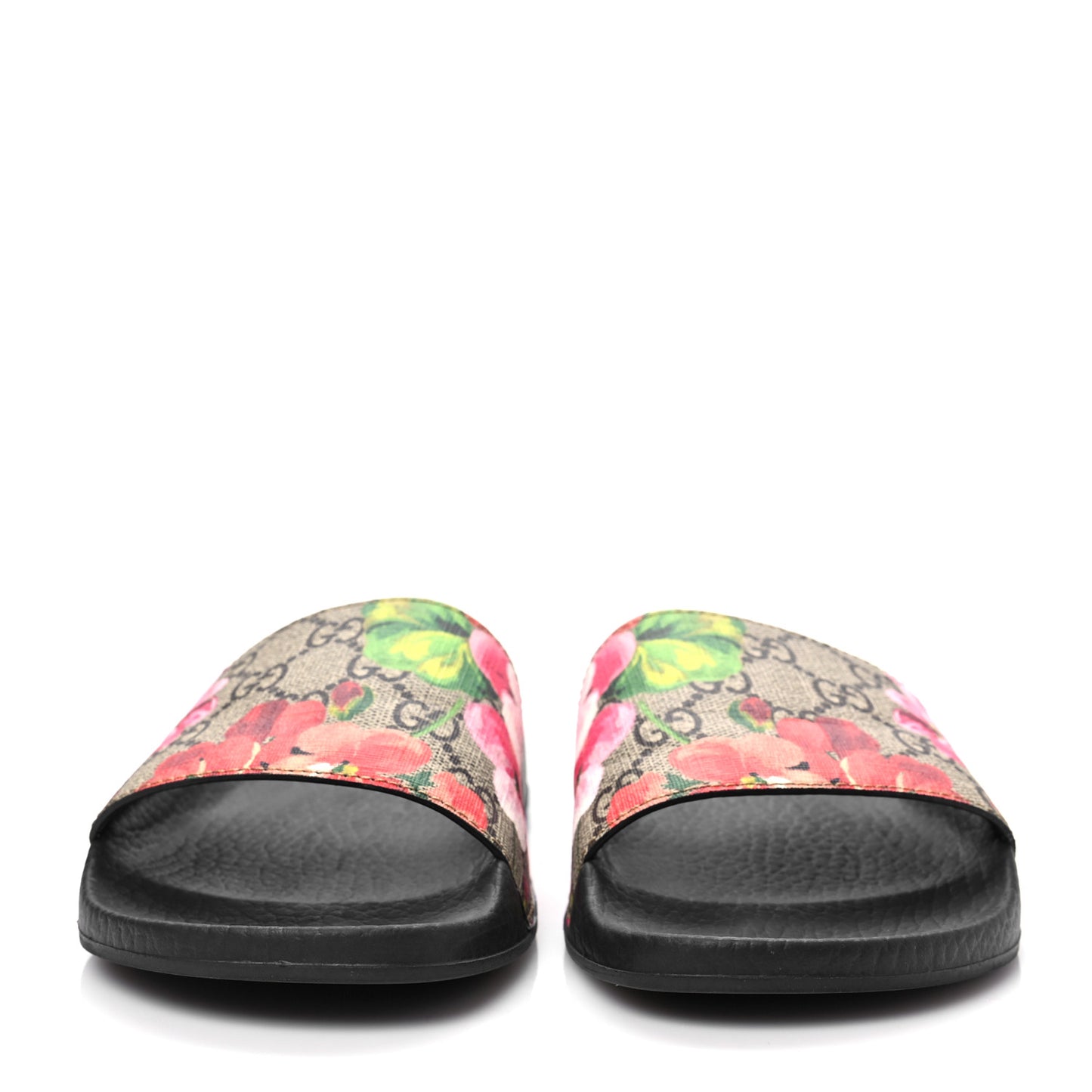 GG Supreme Monogram Blooms Slide Sandals 36 Beige Multicolor